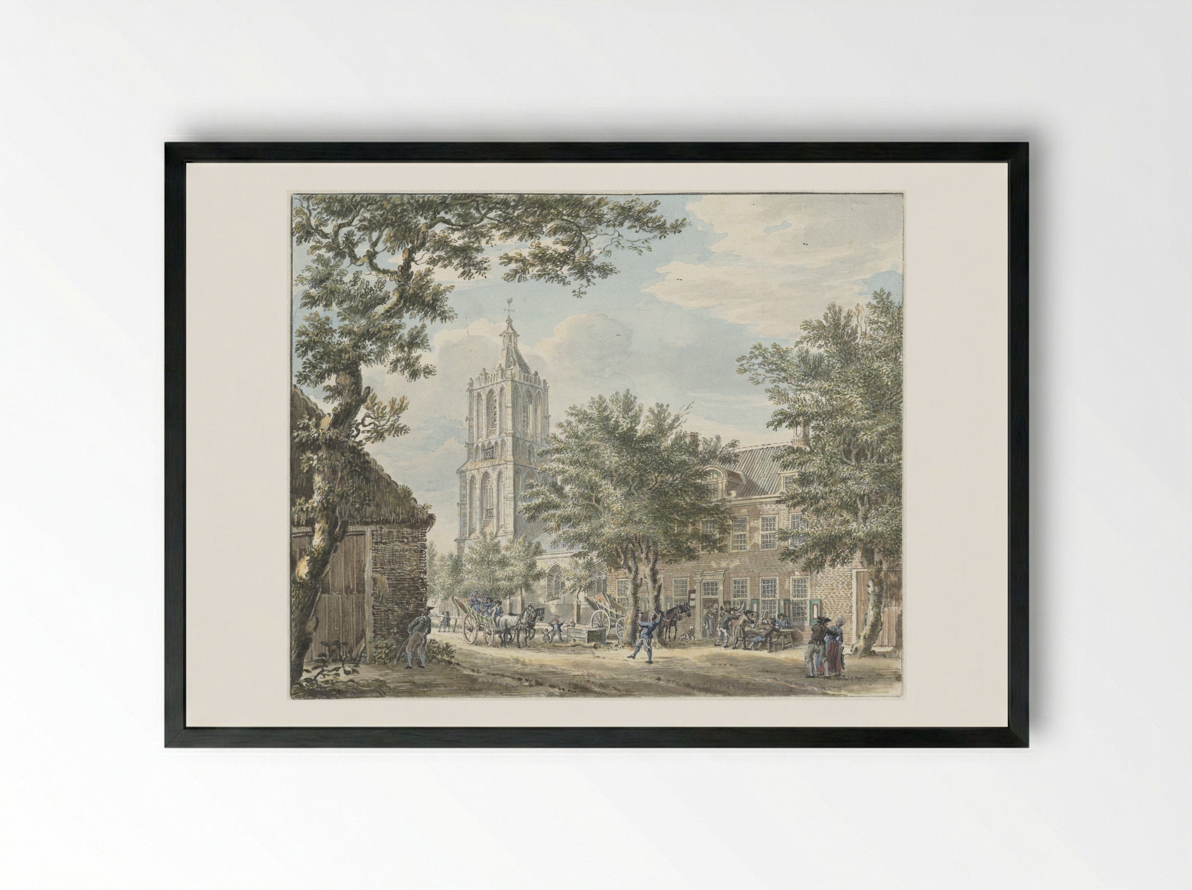 Vrolijke partij in het dorp Houten - Jan de Beijer - Framed Print Black