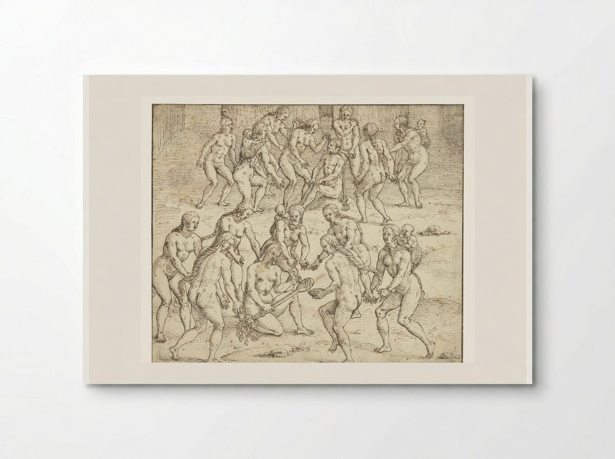 Vrouw bereidt de doding van een gevangene voor - Theodor de Bry - Poster