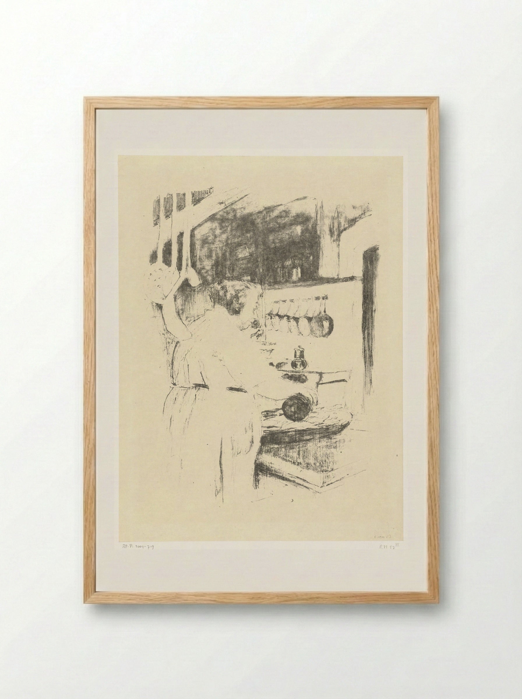 Vrouw bereidt maaltijd in keuken - Édouard Vuillard - Framed Print Wood