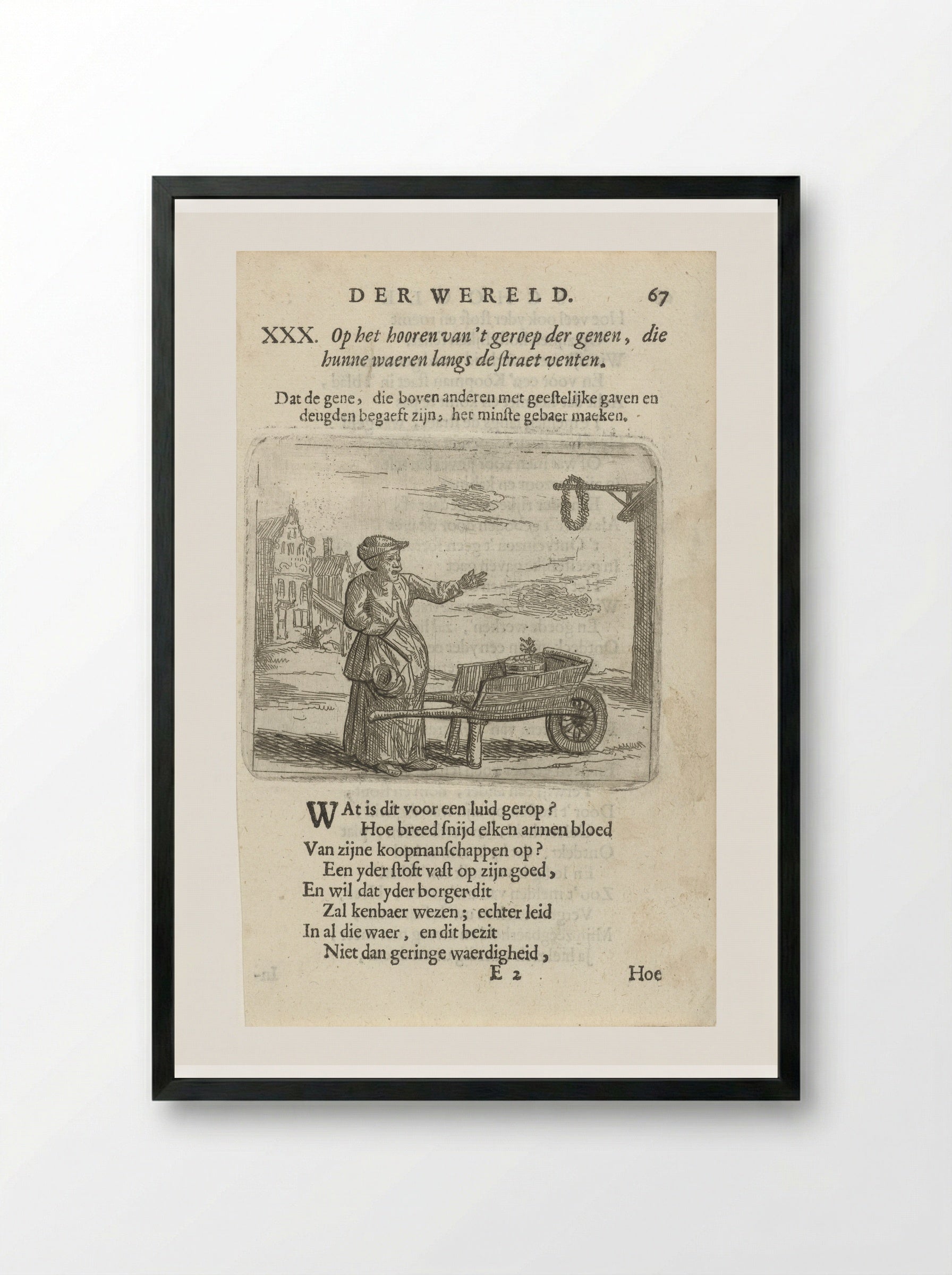 Vrouw bij een kruiwagen - Arnold Houbraken - Framed Print Black