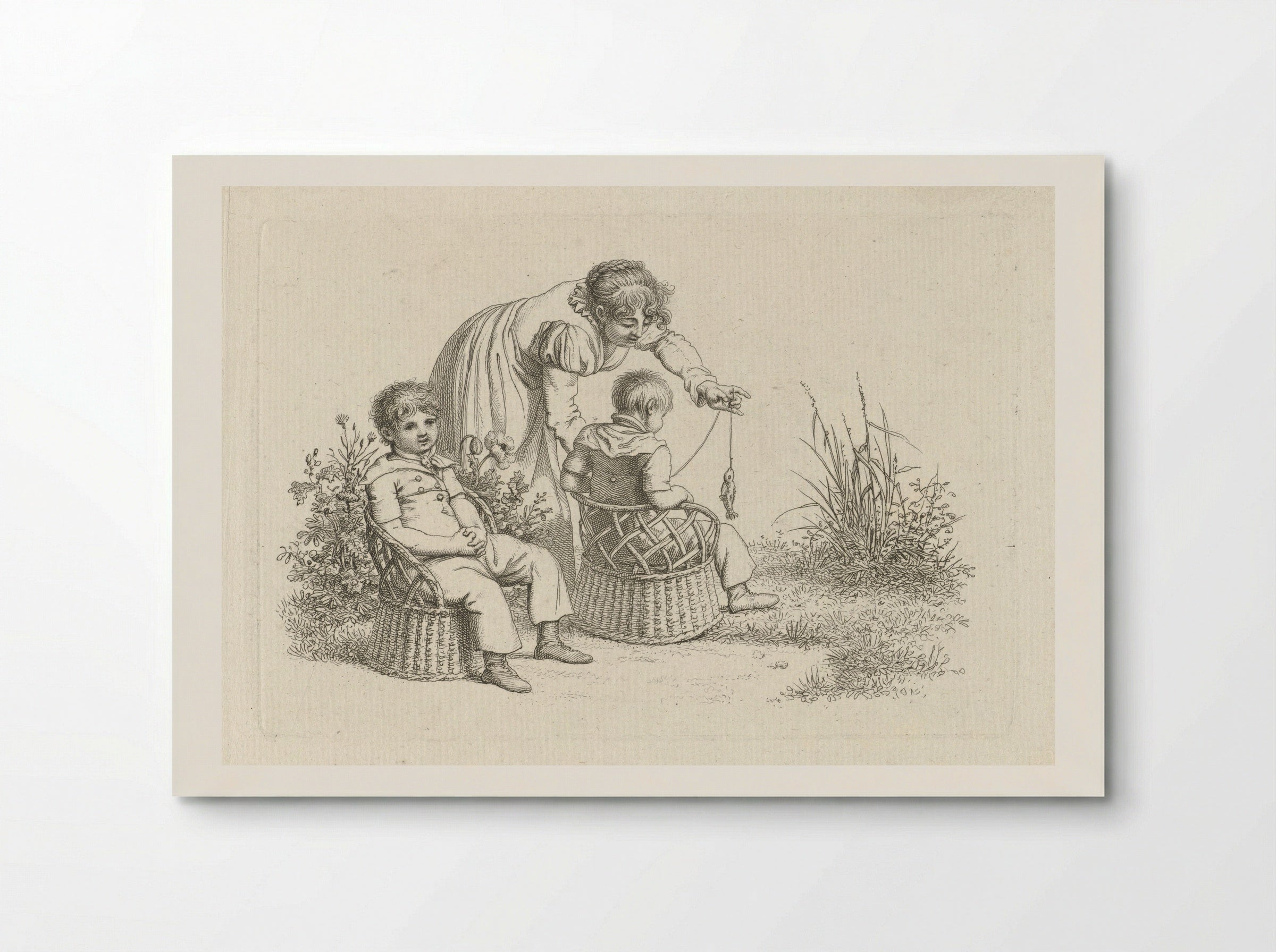 Vrouw bij twee kinderen in stoeltjes - Jacob Ernst Marcus - Poster