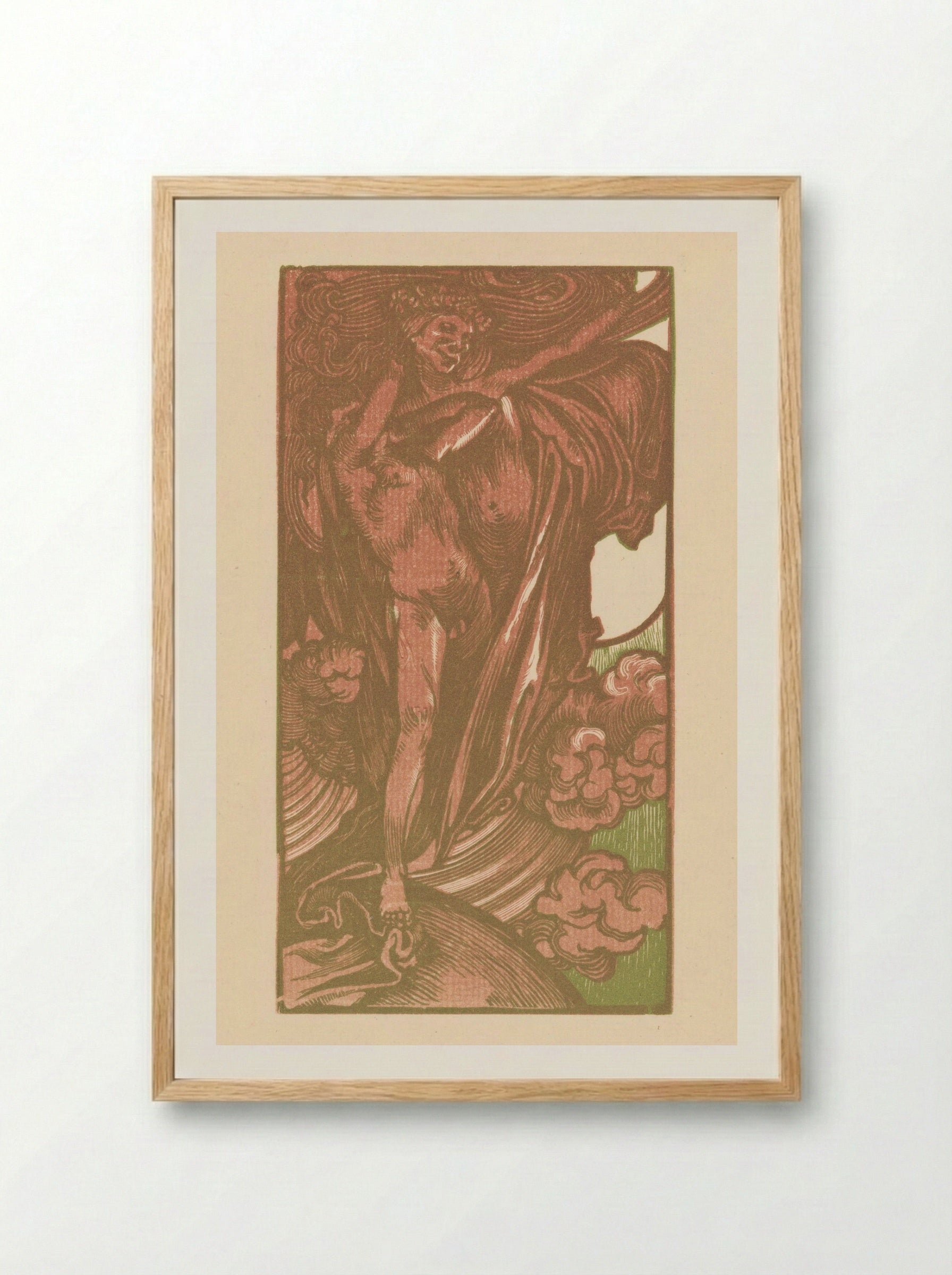 Vrouw en jongen in de wolken - Johannes Josephus Aarts - Framed Print Wood