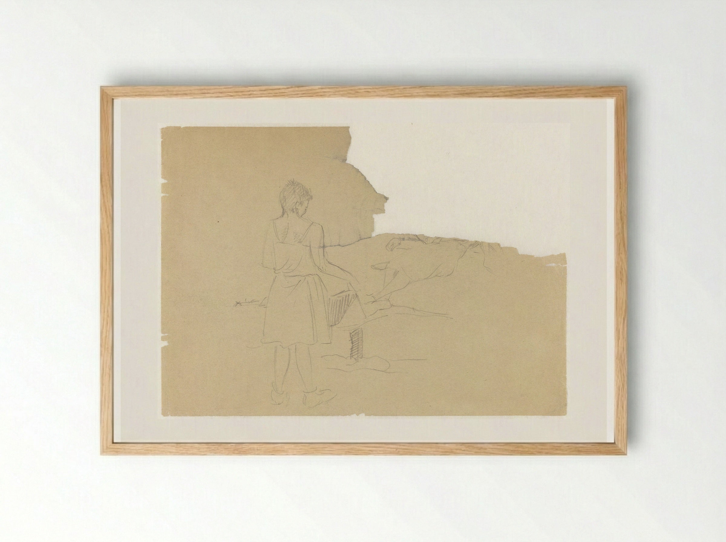 Vrouw in Ravensbrück staat haar hemd te drogen - Aat Breur-Hibma - Framed Print Wood