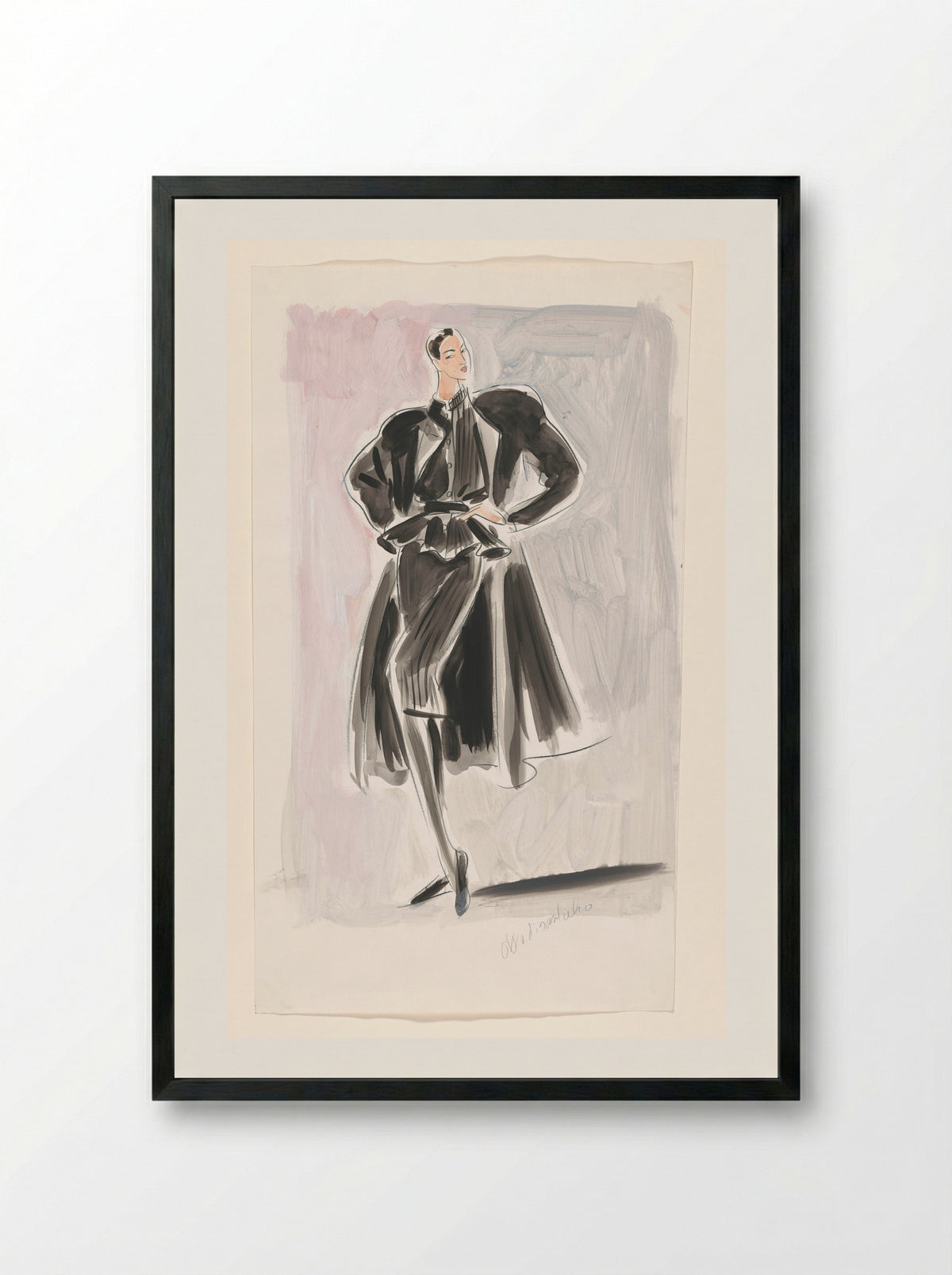 Vrouw in een mantelpak en jas van Ottodisanpietro - Arie Vervelde - Framed Print Black