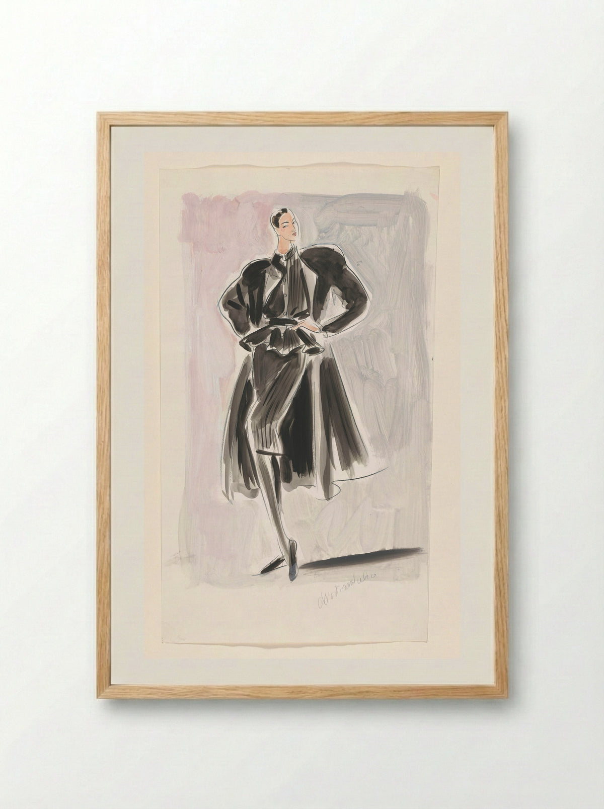 Vrouw in een mantelpak en jas van Ottodisanpietro - Arie Vervelde - Framed Print Wood