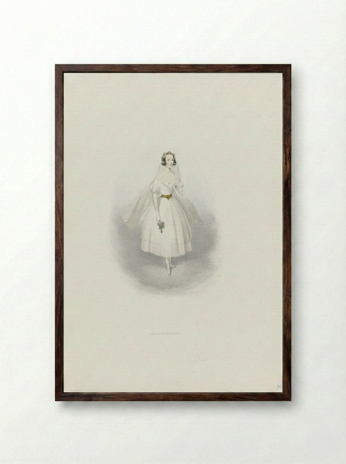 Vrouw in historisch kostuum - Huib van Hove Bz - Framed Print Dark Wood