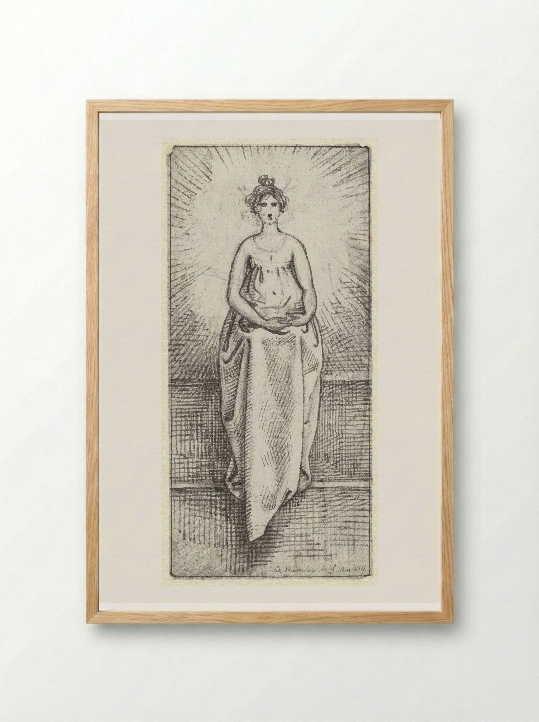 Vrouw in stralenkrans - David Pièrre Giottino Humbert de Superville - Framed Print Wood