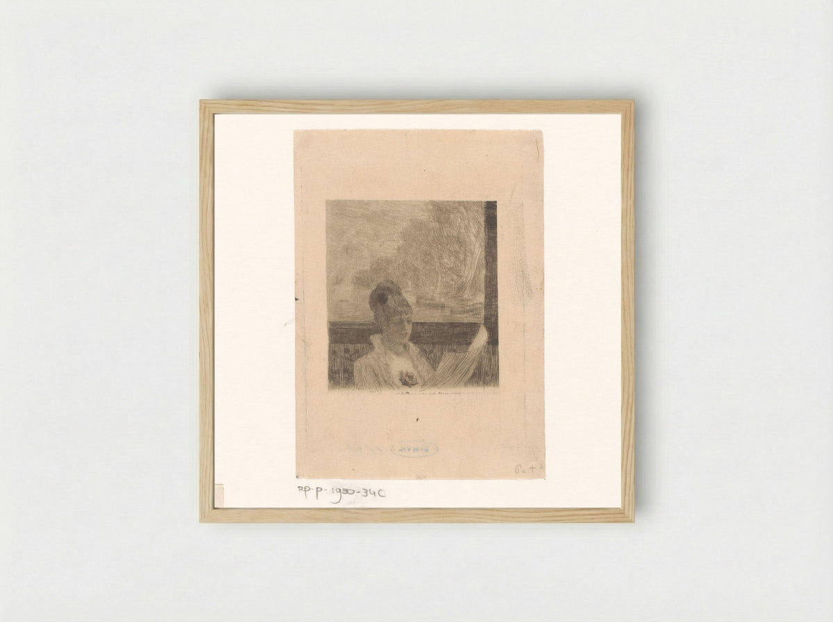 Vrouw leest aan het raam - Félicien Rops - Framed Print Wood