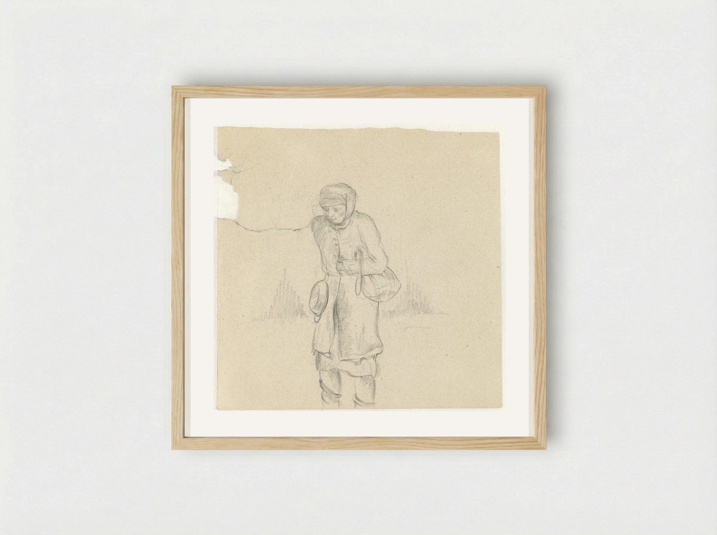 Vrouw met al haar bezittingen - Aat Breur-Hibma - Framed Print Wood