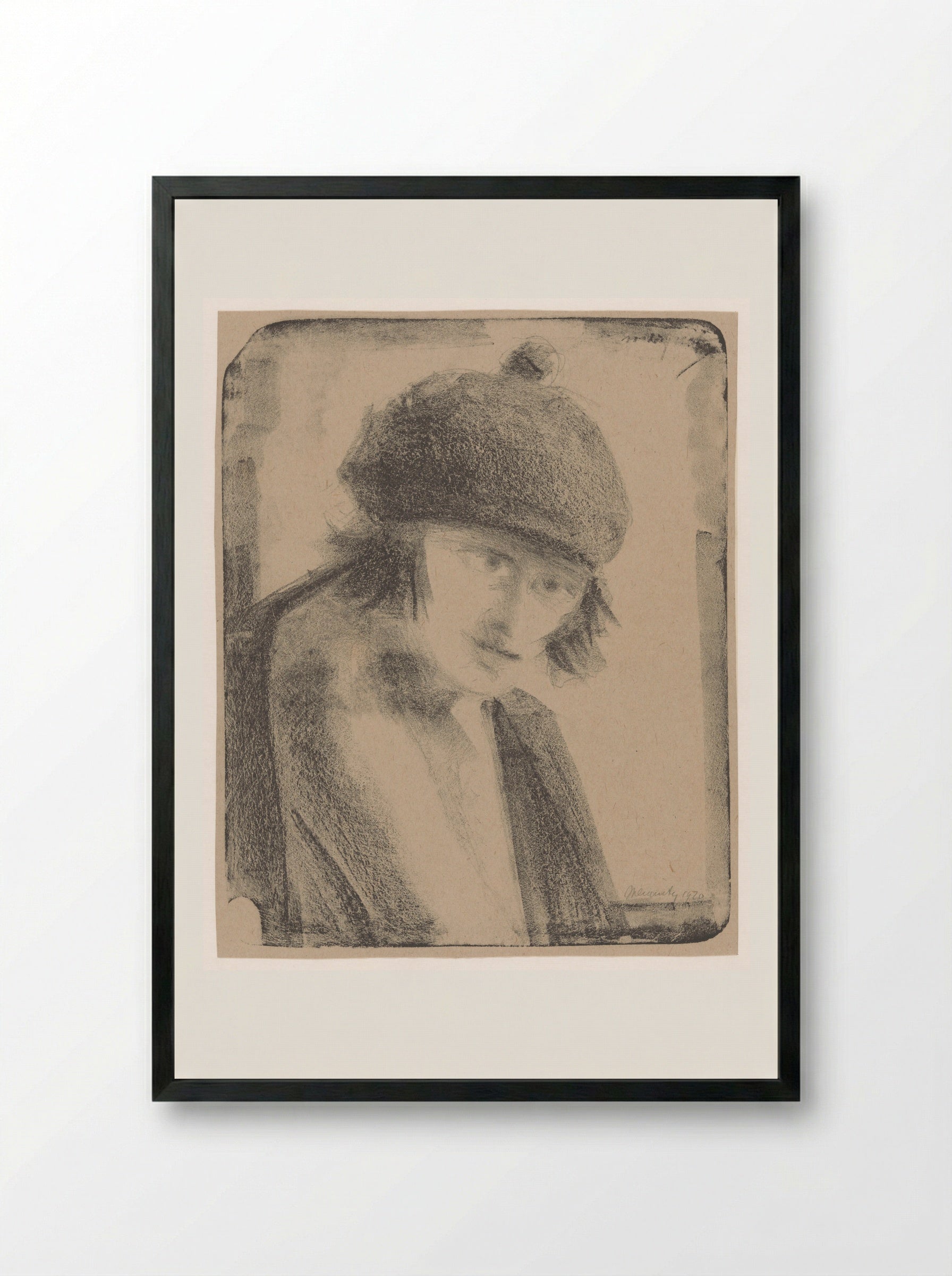 Vrouw met baret - Samuel Jessurun de Mesquita - Framed Print Black