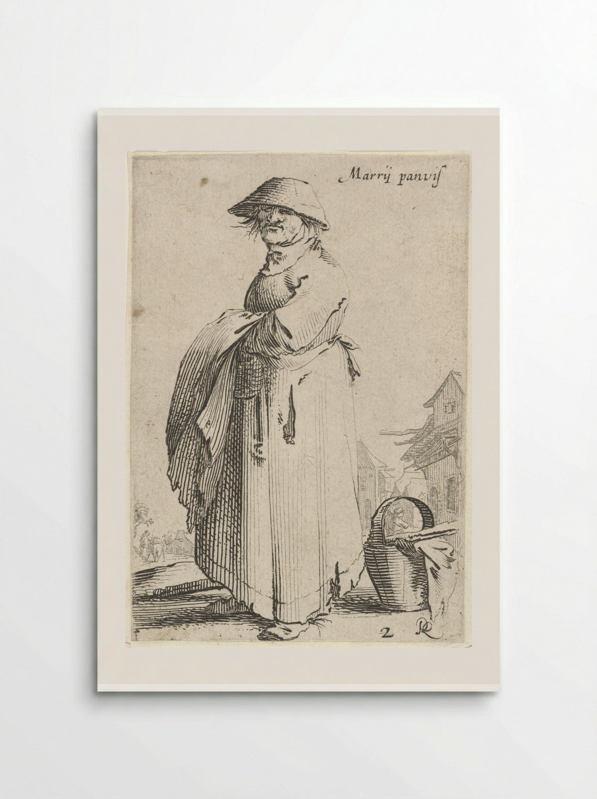 Vrouw met doek over haar arm, achter haar staat een mand op de grond - Salomon Savery - Poster