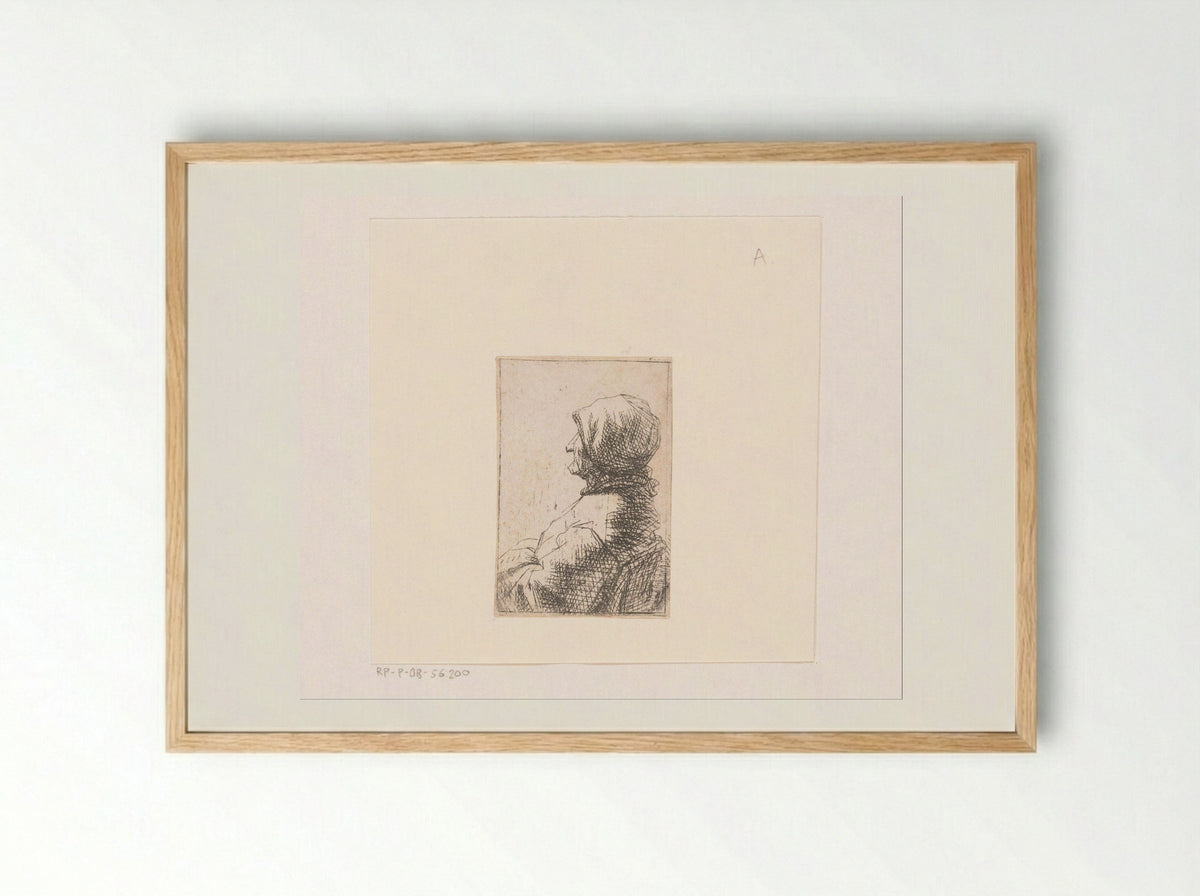 Vrouw met een kap op het hoofd - Michael Willmann - Framed Print Wood