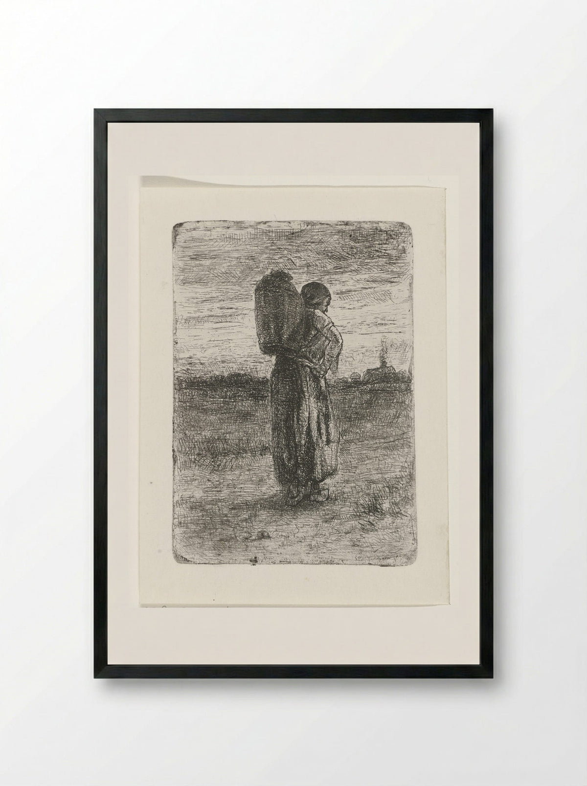 Vrouw met een mand op haar rug - Jozef Israëls - Framed Print Black