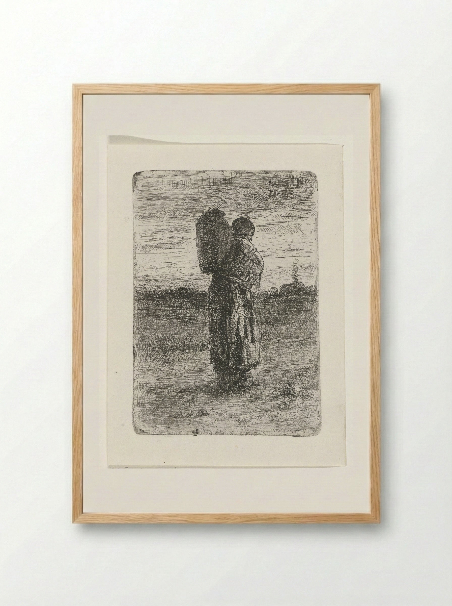 Vrouw met een mand op haar rug - Jozef Israëls - Framed Print Wood