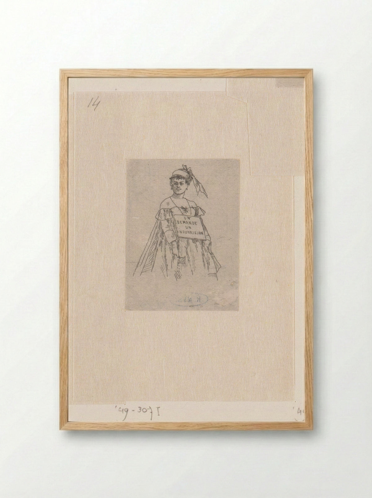 Vrouw met een plakkaat om haar nek - Félicien Rops - Framed Print Wood