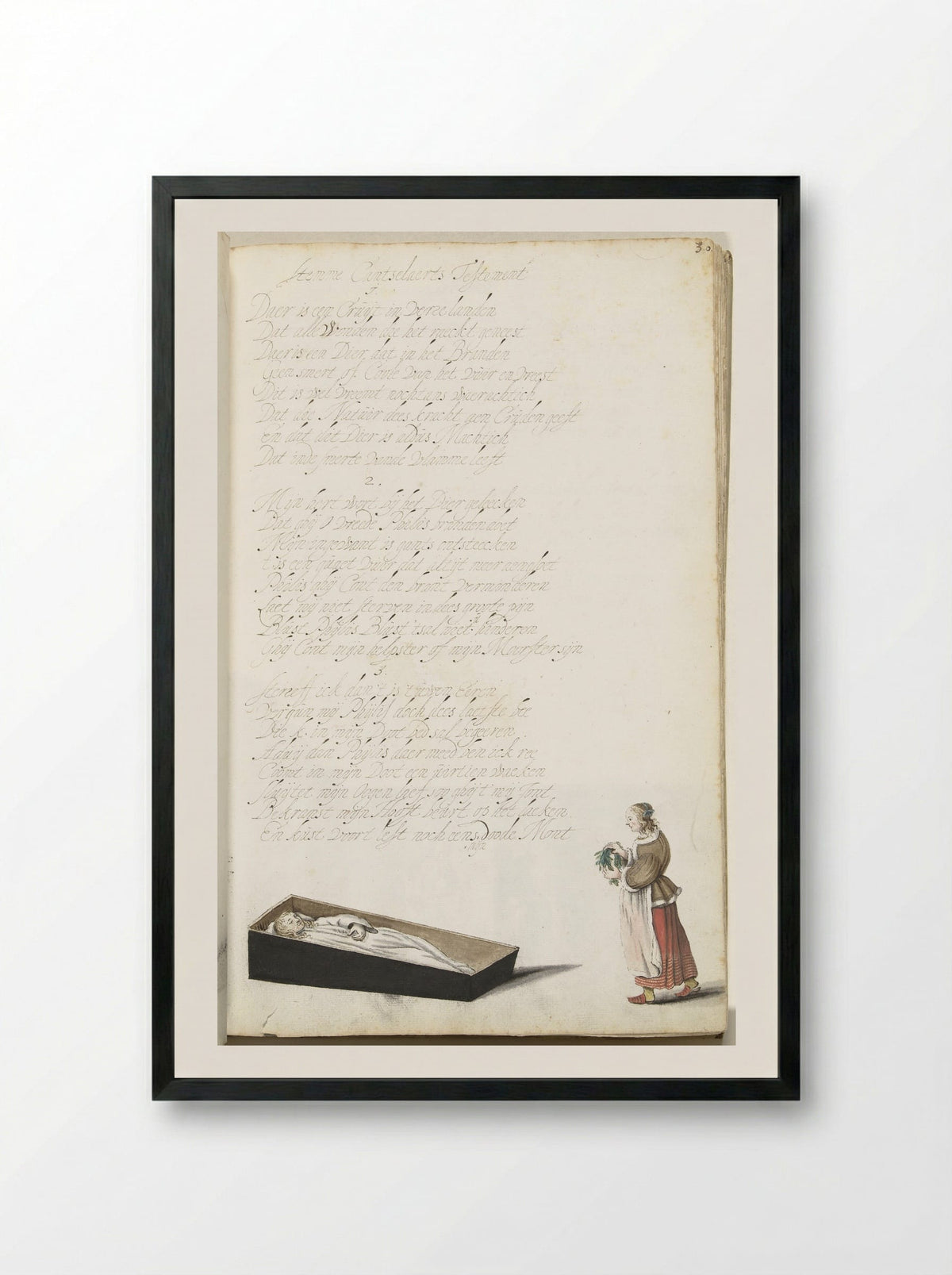 Vrouw met het stoffelijk overschot van haar geliefde - Gesina ter Borch - Framed Print Black