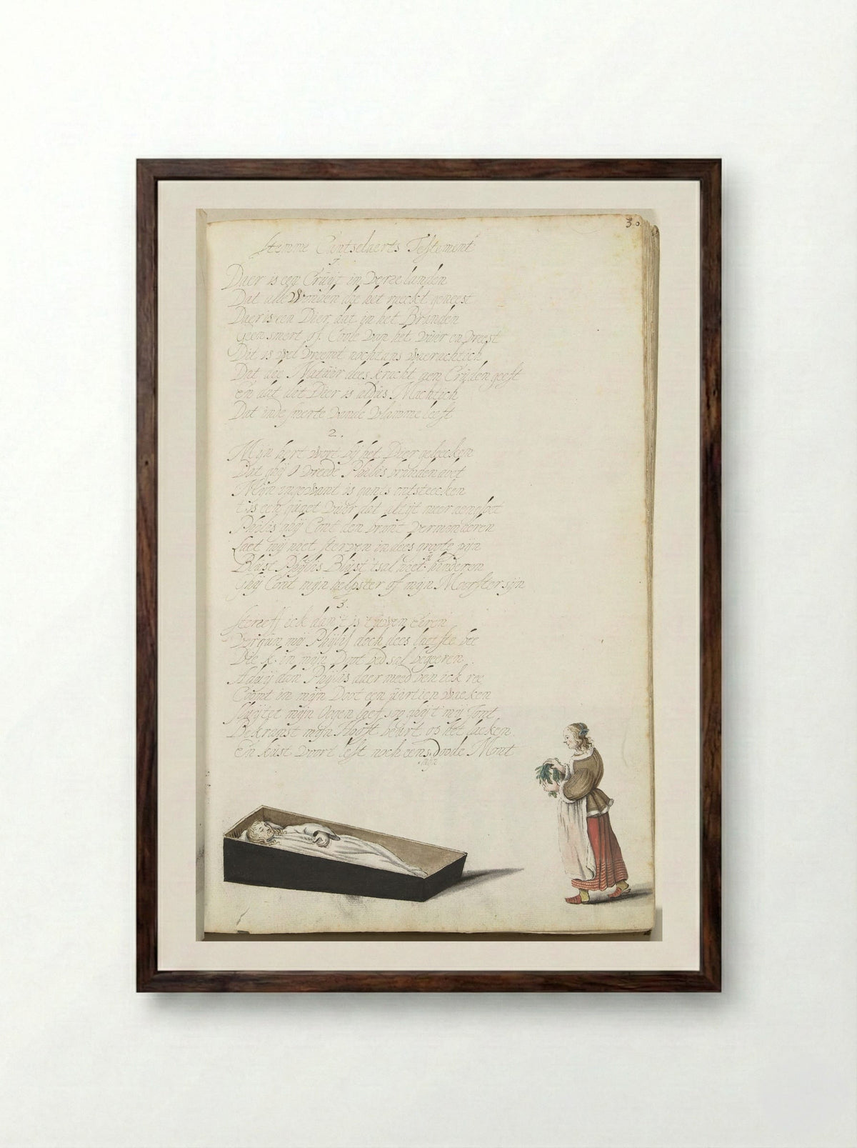 Vrouw met het stoffelijk overschot van haar geliefde - Gesina ter Borch - Framed Print Dark Wood