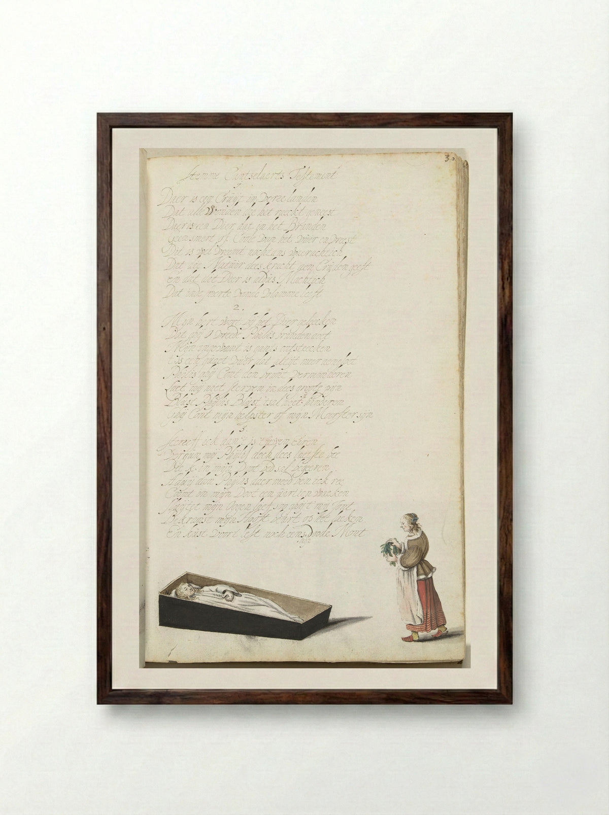 Vrouw met het stoffelijk overschot van haar geliefde - Gesina ter Borch - Framed Print Dark Wood