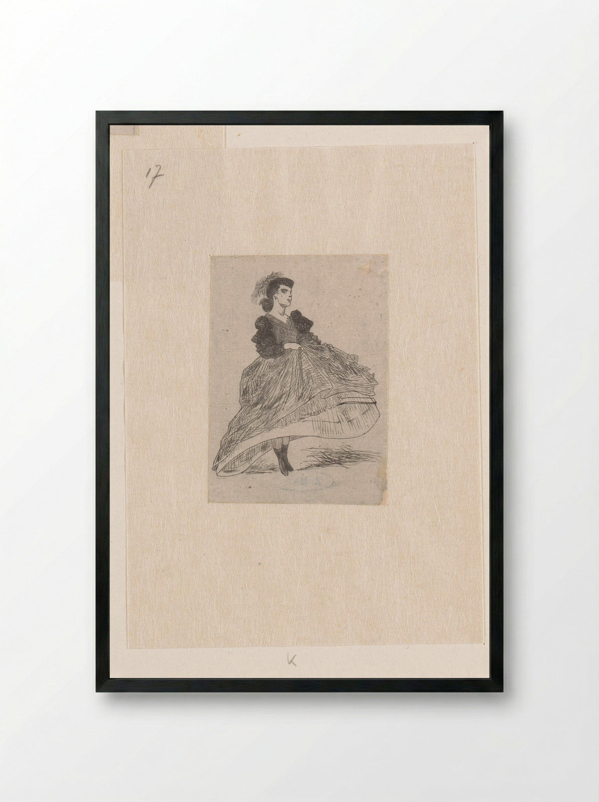 Vrouw met hoed en jurk - Félicien Rops - Framed Print Black