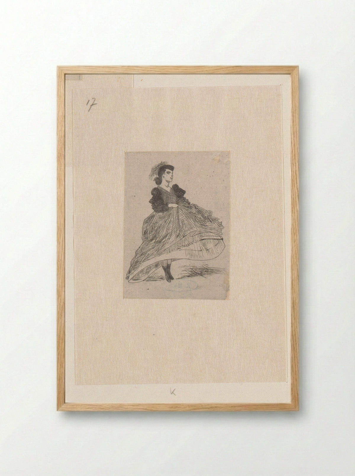 Vrouw met hoed en jurk - Félicien Rops - Framed Print Wood