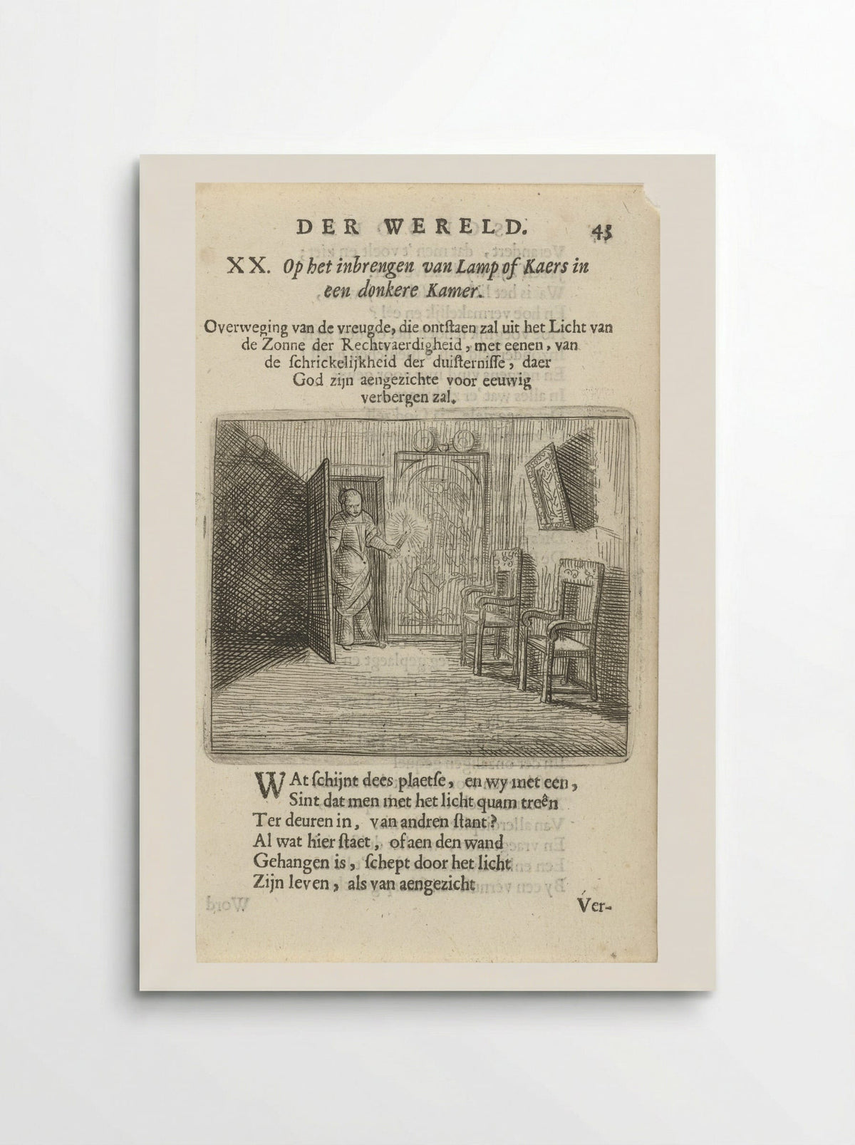 Vrouw met kaars in een duistere kamer - Arnold Houbraken - Poster