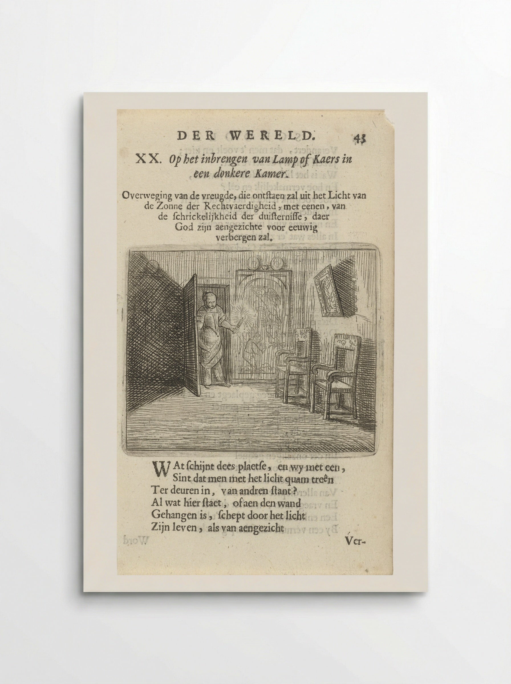 Vrouw met kaars in een duistere kamer - Arnold Houbraken - Poster