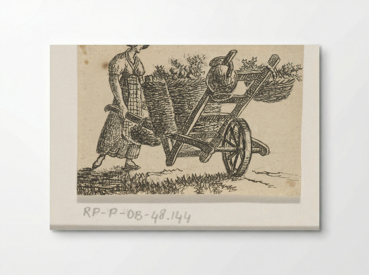 Vrouw met kruiwagen - Otto Baron Howen - Poster