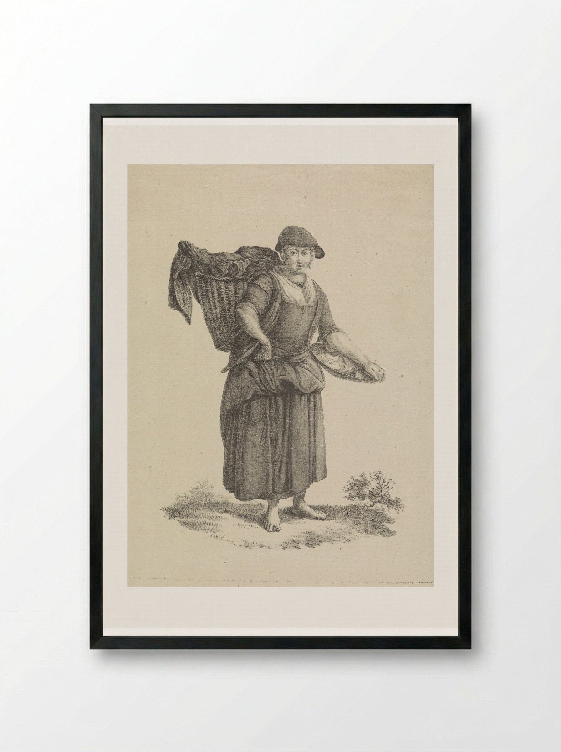 Vrouw met mand op de rug - Pieter Bartholomeusz. Barbiers - Framed Print Black