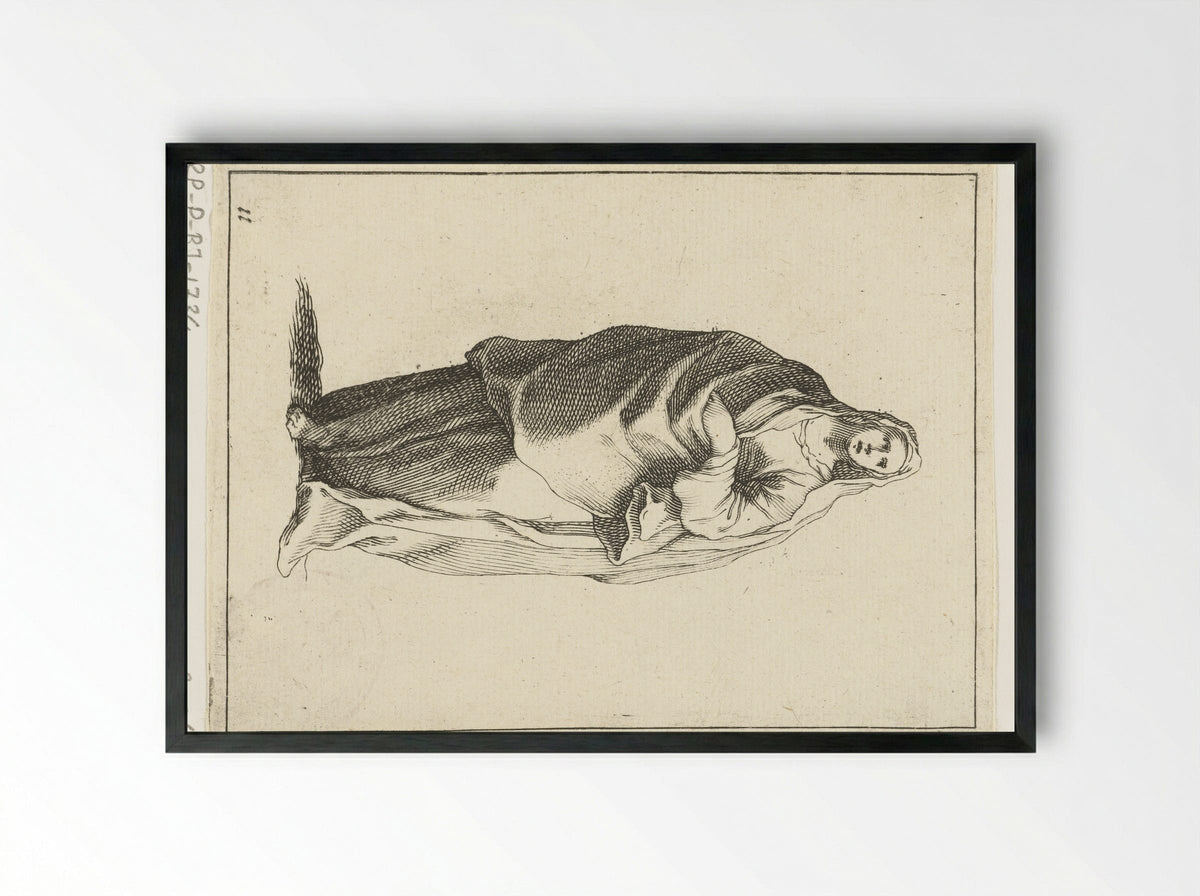 Vrouw met sluier over haar hoofd - Frederick Bloemaert - Framed Print Black
