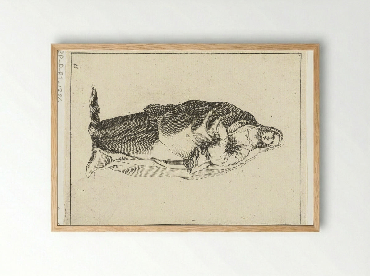 Vrouw met sluier over haar hoofd - Frederick Bloemaert - Framed Print Wood