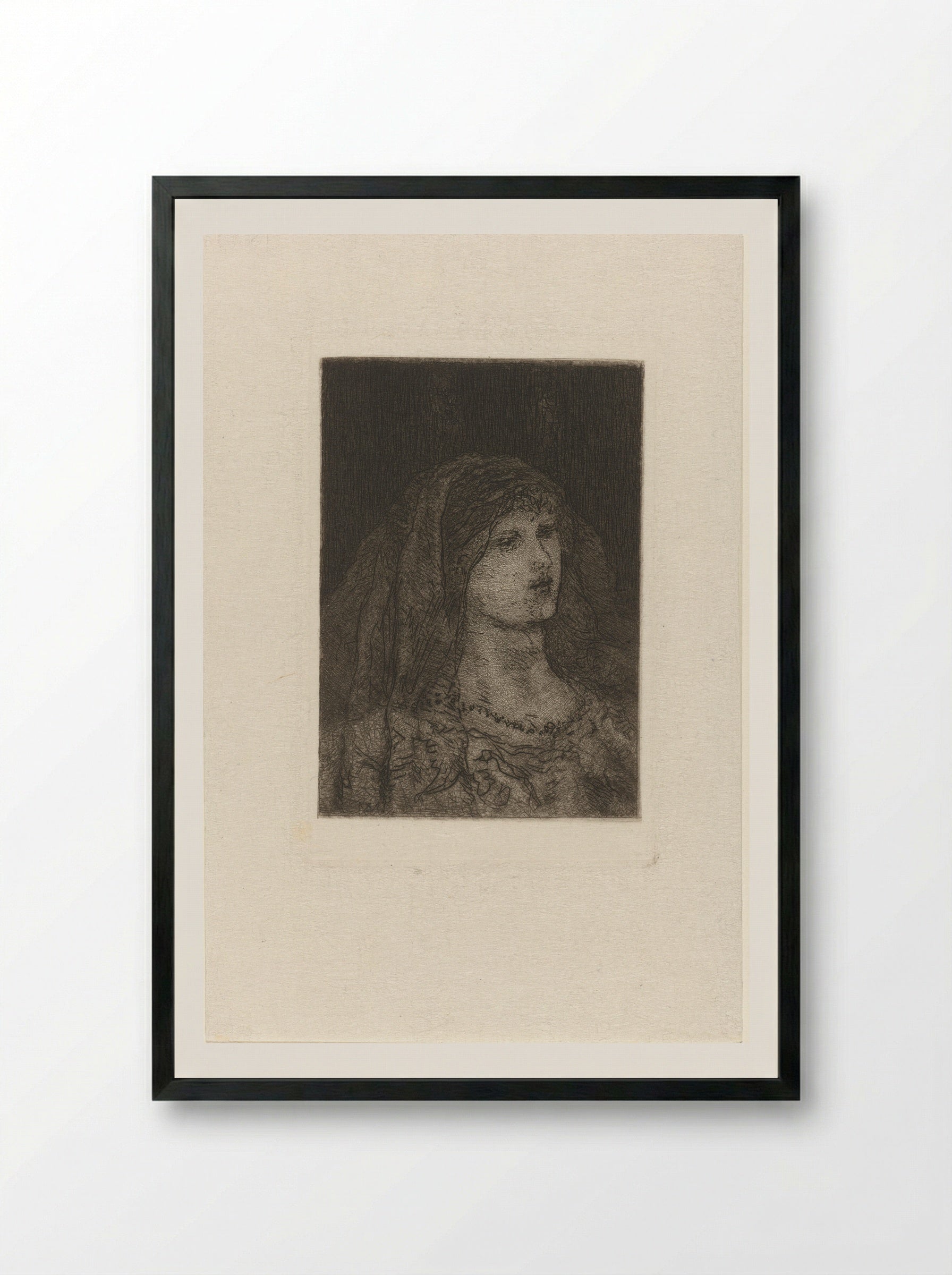 Vrouw met sluier - Matthijs Maris - Framed Print Black
