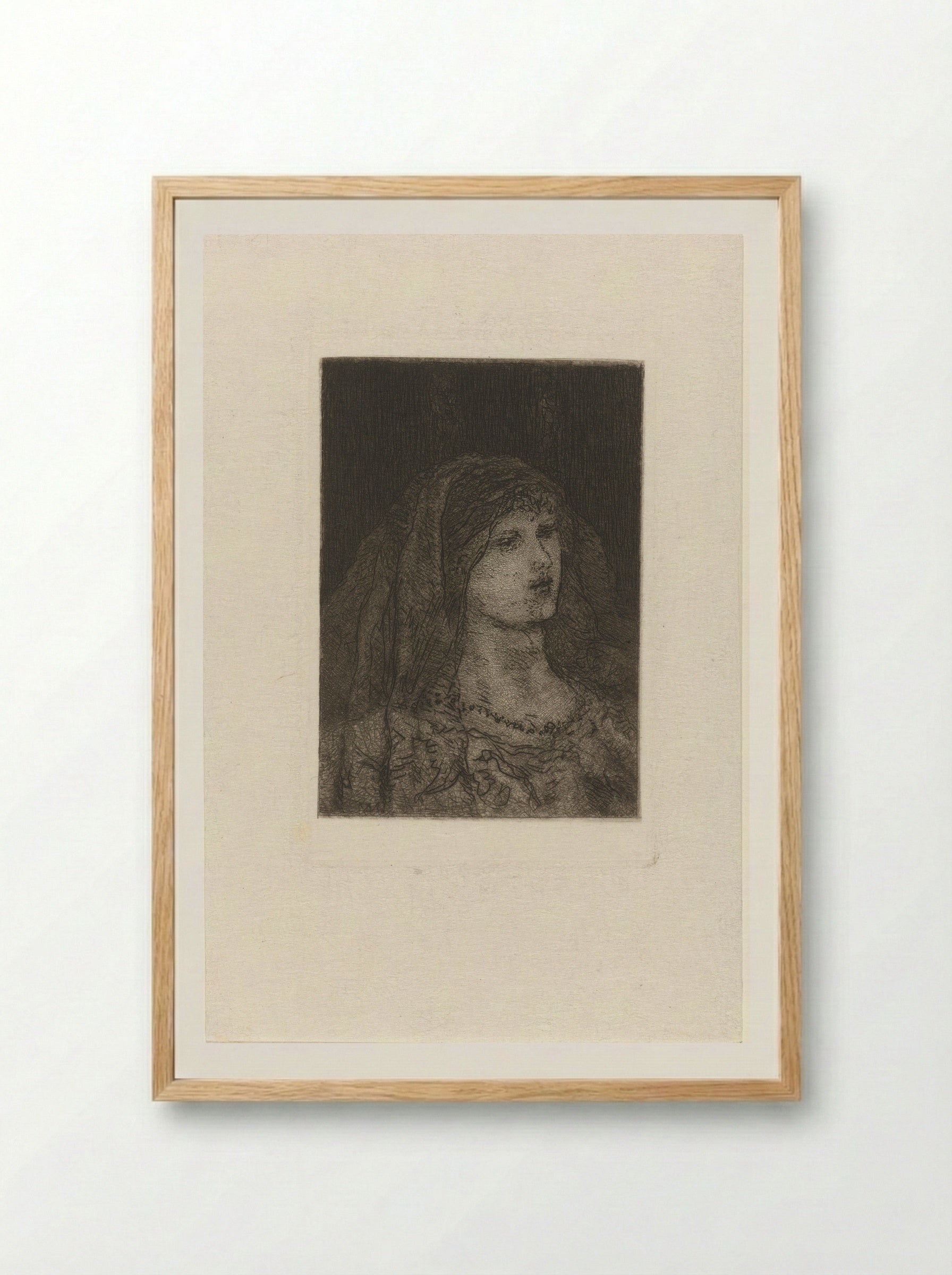 Vrouw met sluier - Matthijs Maris - Framed Print Wood