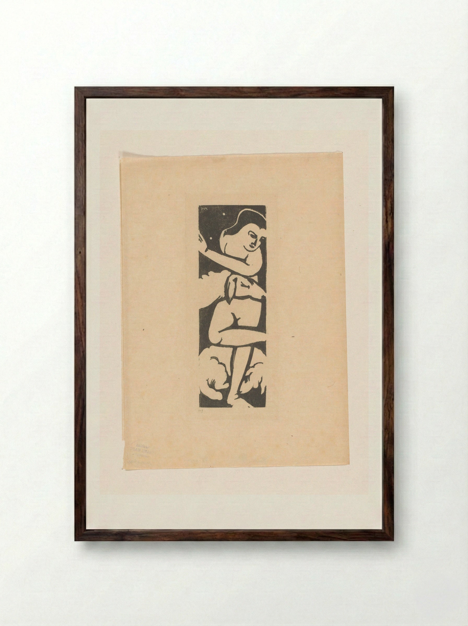 Vrouw met twee schapen - Franz Marc - Framed Print Dark Wood