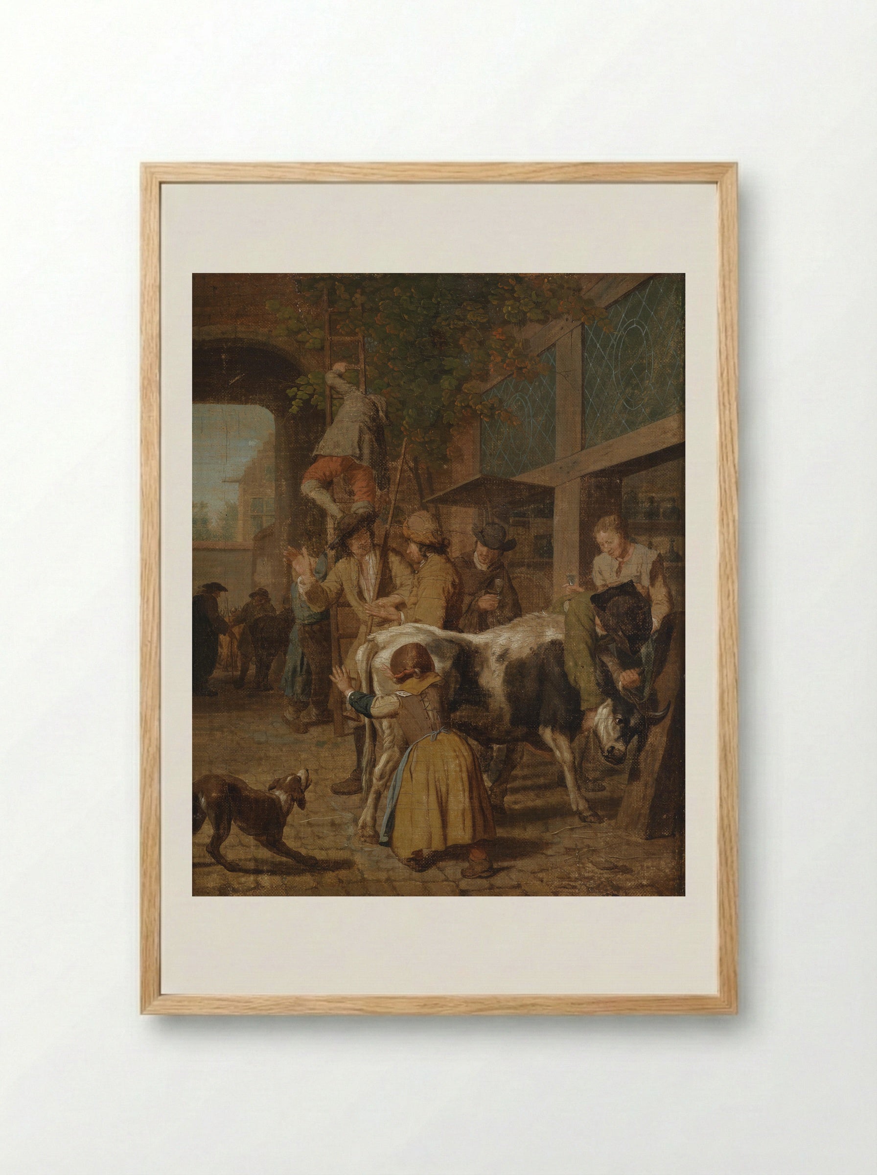 Vrouw met wikkelkind en vrouw met soepkom - Jan Josef Horemans (I) - Framed Print Wood