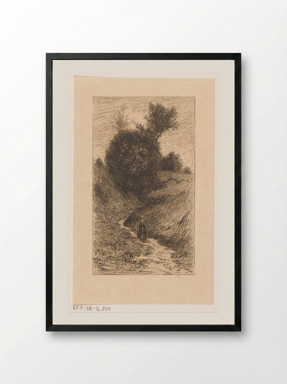 Vrouw op een holle weg - Anton L. Koster - Framed Print Black