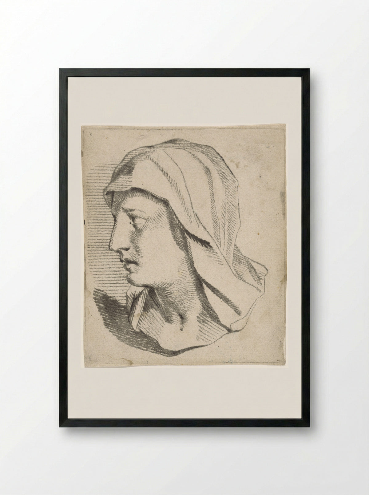 Vrouwenbuste, met op de schouders afhangende sluier - Jan Snellen - Framed Print Black