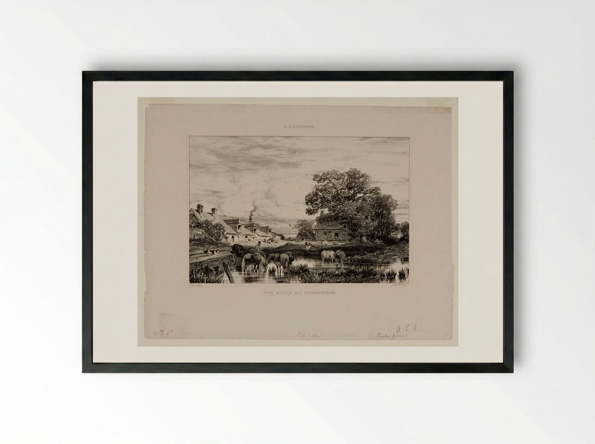 Vue Prise en Normandie - Jules Dupré - Framed Print Black