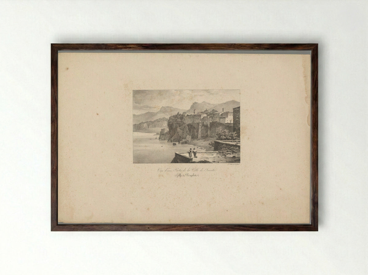 Vue d'une Partie de la Ville de Sorento - Veuve Delpech - Framed Print Dark Wood