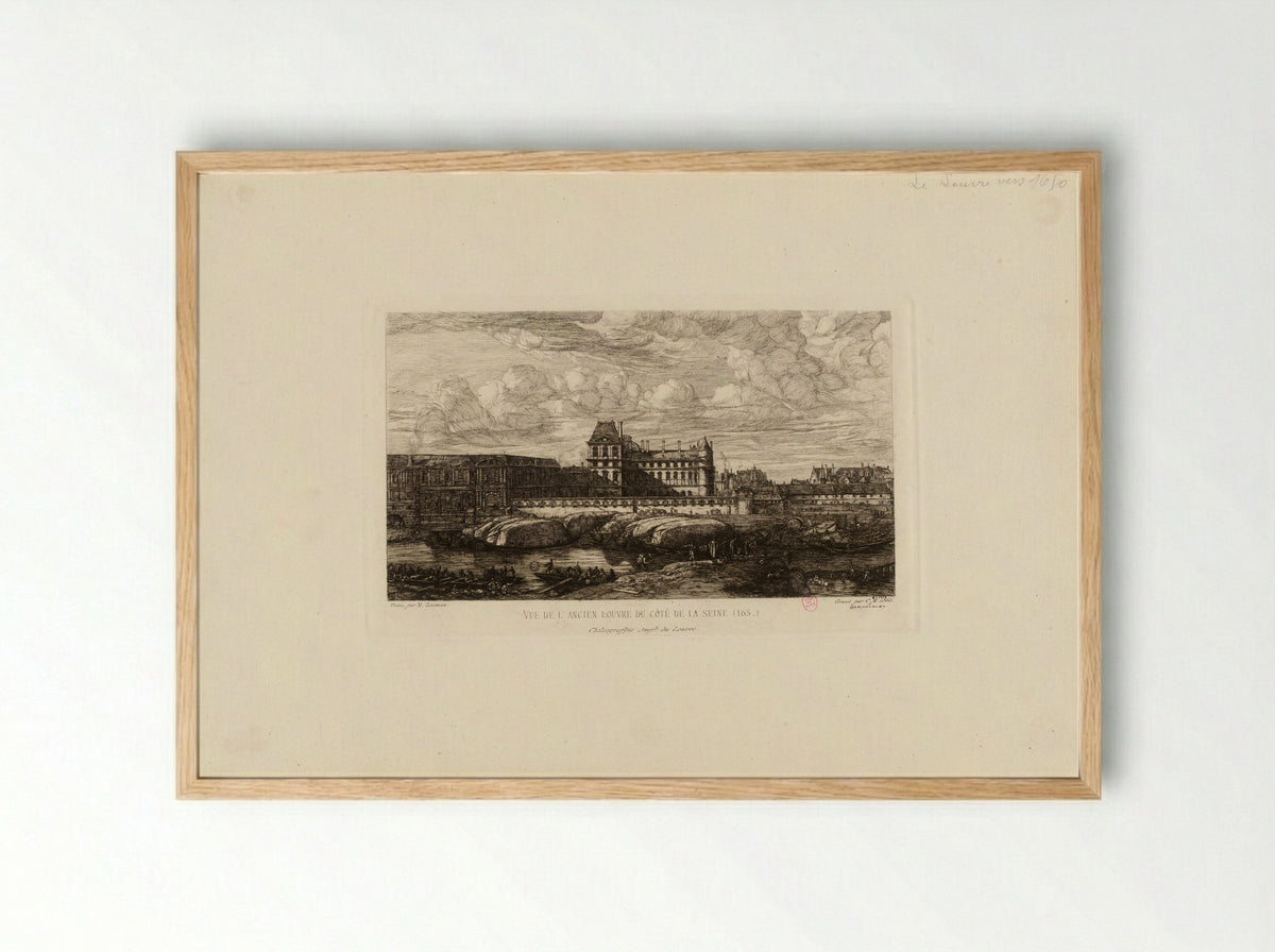 Vue de l'ancien Louvre du côté de la Seine - Reinier Nooms - Framed Print Wood
