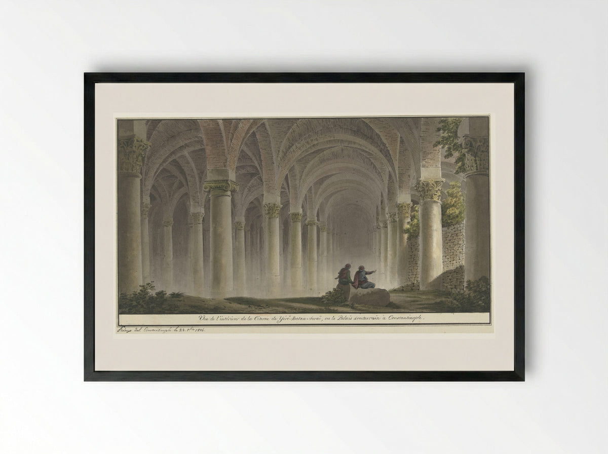 Vue de l'intérieur de la Citerne de Yéré-Batan-Seraï - Michel François Preaulx - Framed Print Black