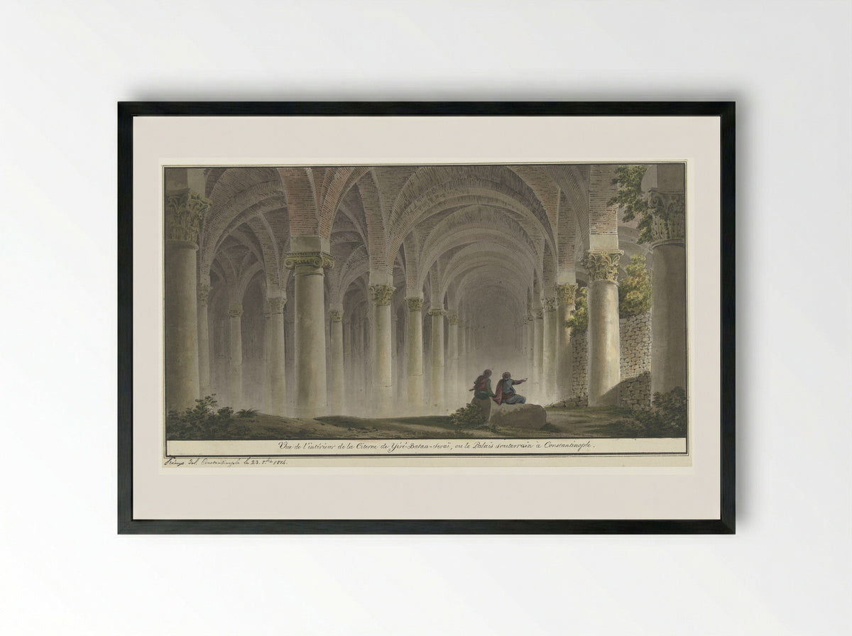 Vue de l'intérieur de la Citerne de Yéré-Batan-Seraï - Michel François Preaulx - Framed Print Black