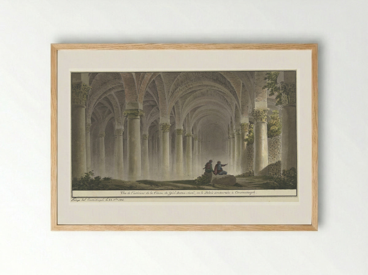 Vue de l'intérieur de la Citerne de Yéré-Batan-Seraï - Michel François Preaulx - Framed Print Wood