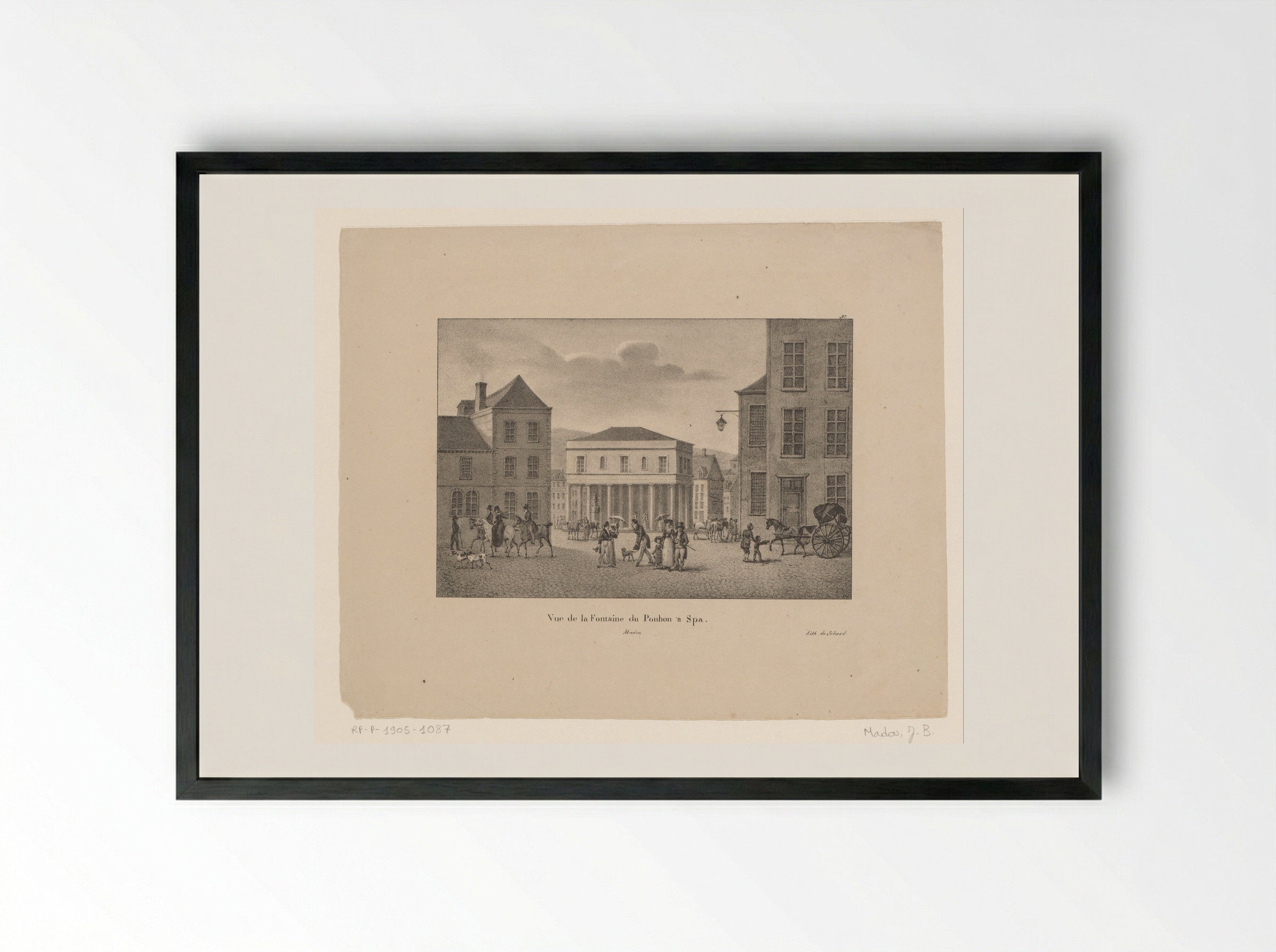 Vue de la Fontaine du Pouhon à Spa - Jean Baptiste Madou - Framed Print Black