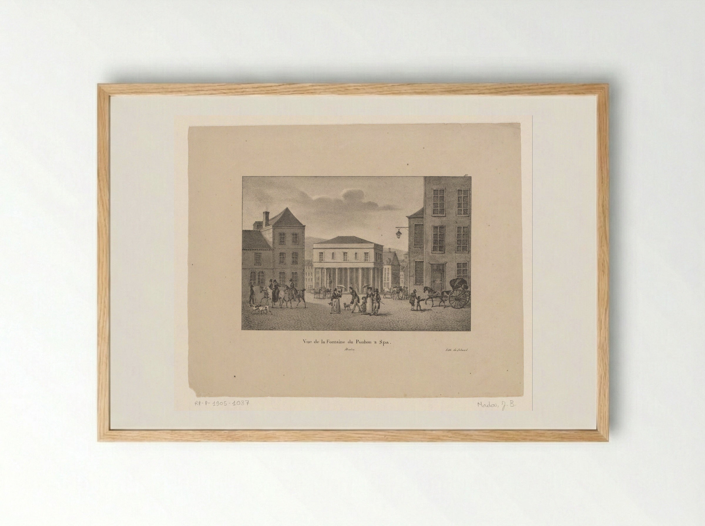 Vue de la Fontaine du Pouhon à Spa - Jean Baptiste Madou - Framed Print Wood
