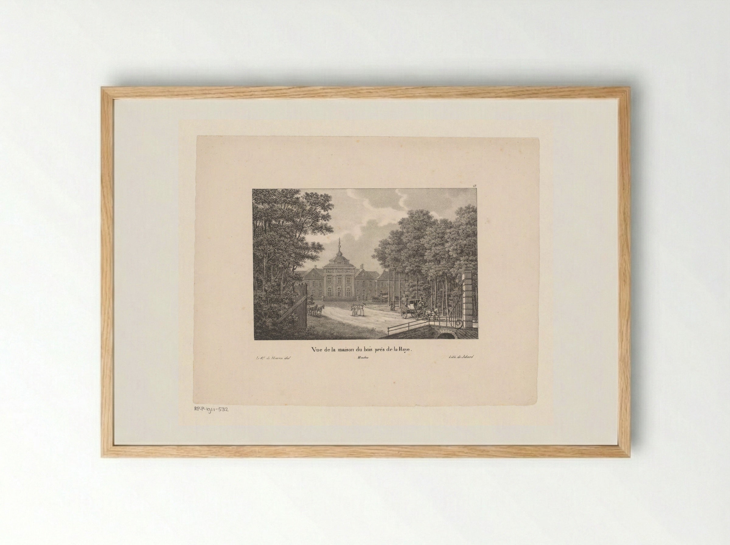 Vue de la maison du bois près de la Haye - Jean-Baptiste Madou - Framed Print Wood