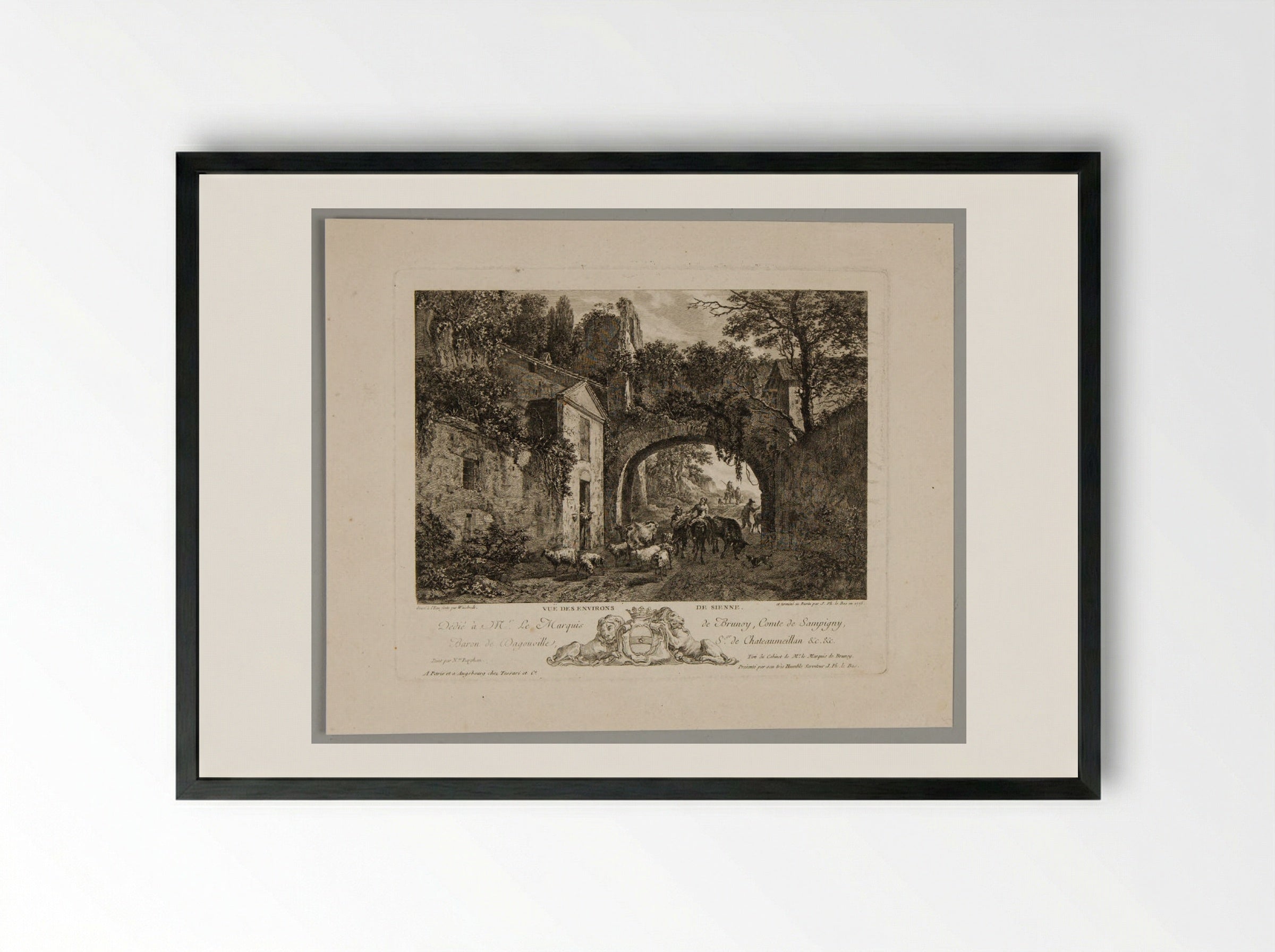 Vue des environs de Sienne - Carl Wilhelm Weisbrod - Framed Print Black