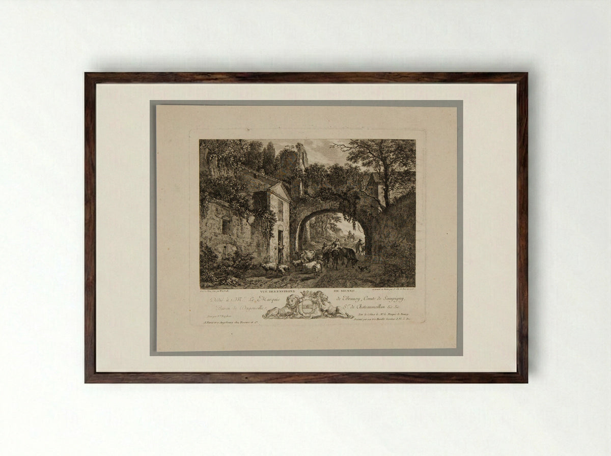 Vue des environs de Sienne - Carl Wilhelm Weisbrod - Framed Print Dark Wood