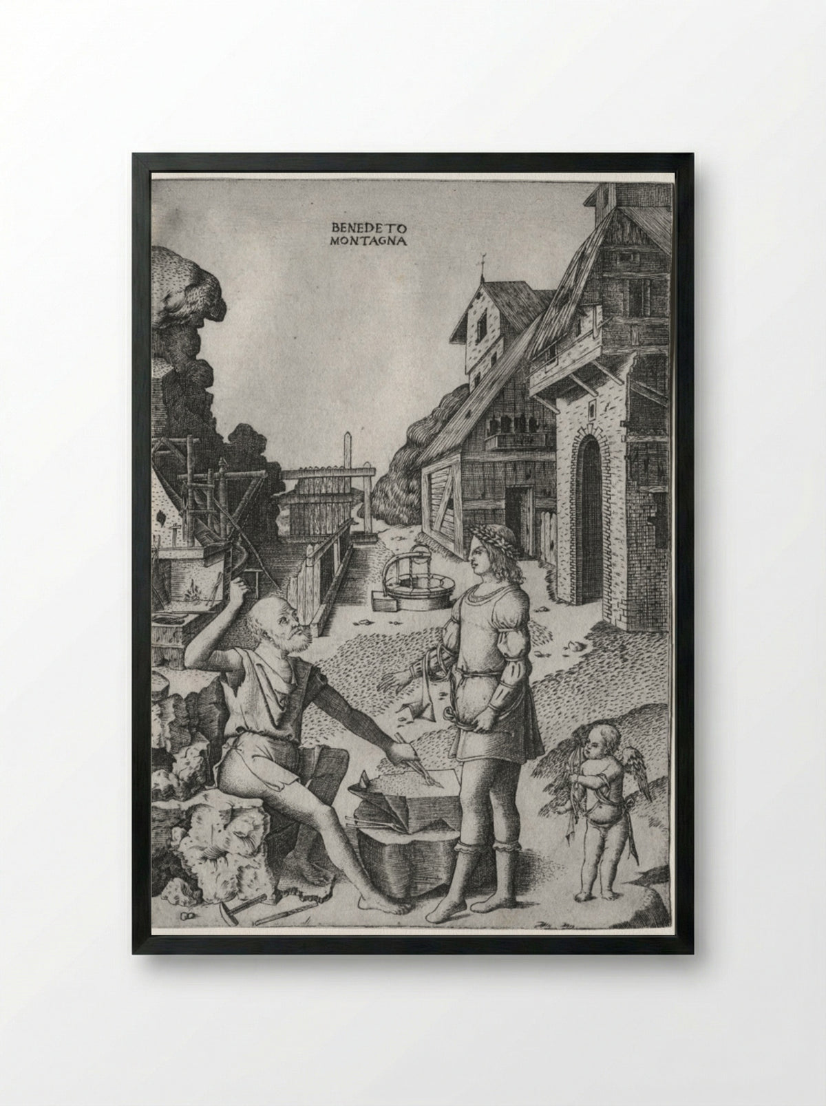 Vulcan, Apollo and Cupid - Benedetto Montagna - Framed Print Black