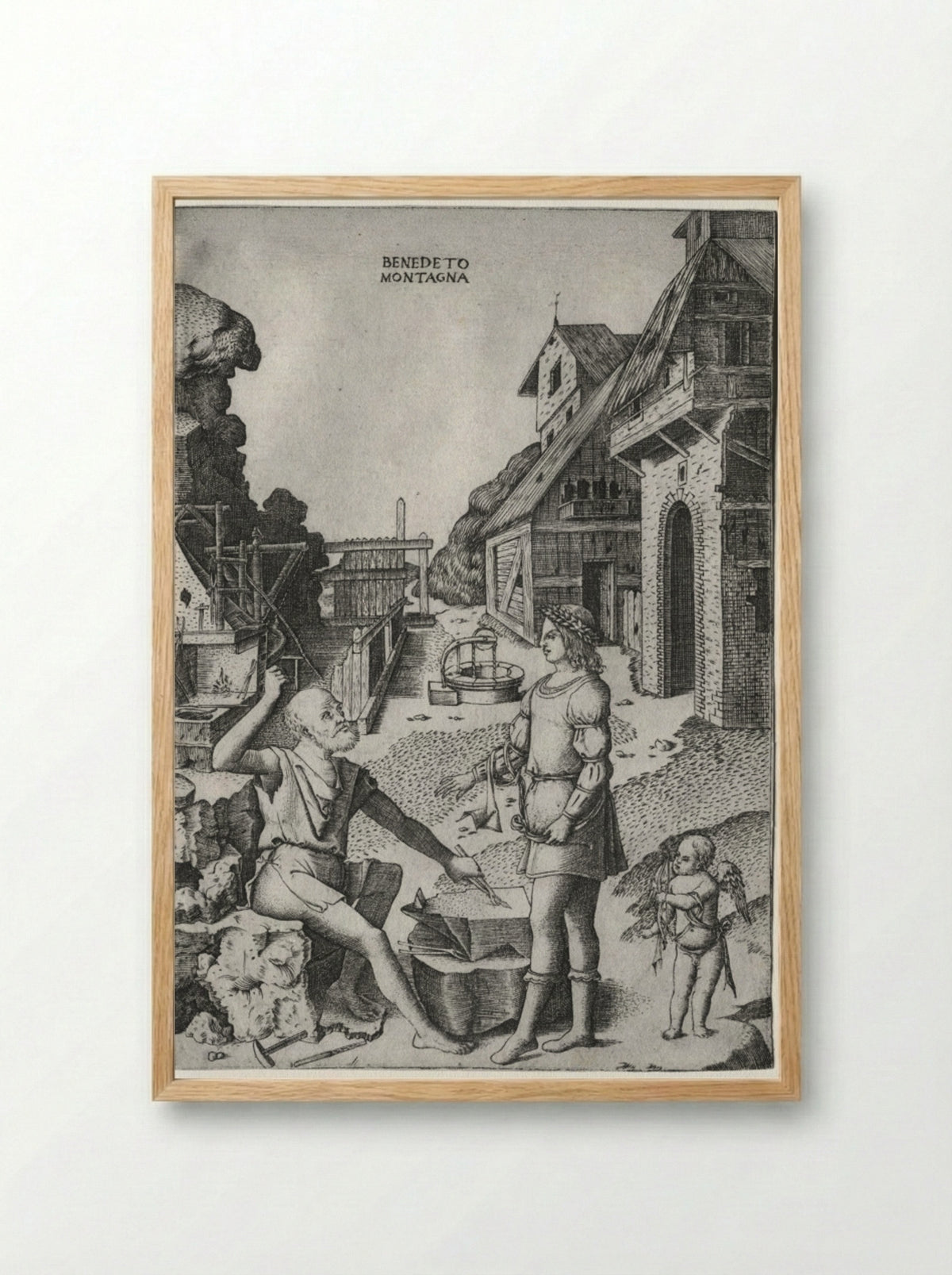 Vulcan, Apollo and Cupid - Benedetto Montagna - Framed Print Wood