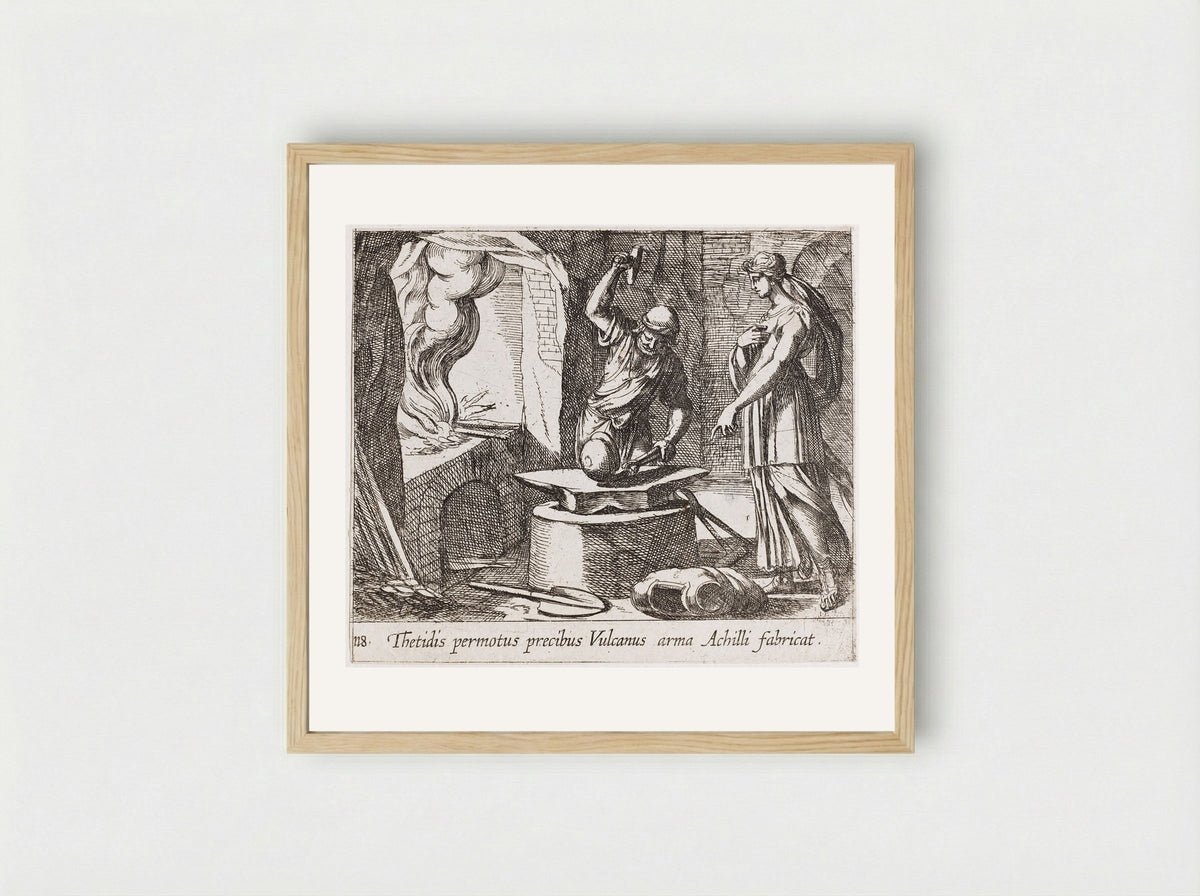 Vulcan Making Achilles' Armor - Antonio Tempesta - Framed Print Wood